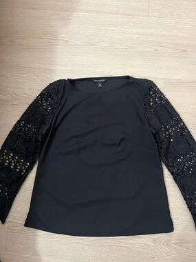 Banana Republic Black Long Sleeve Top with Lace Sleeves